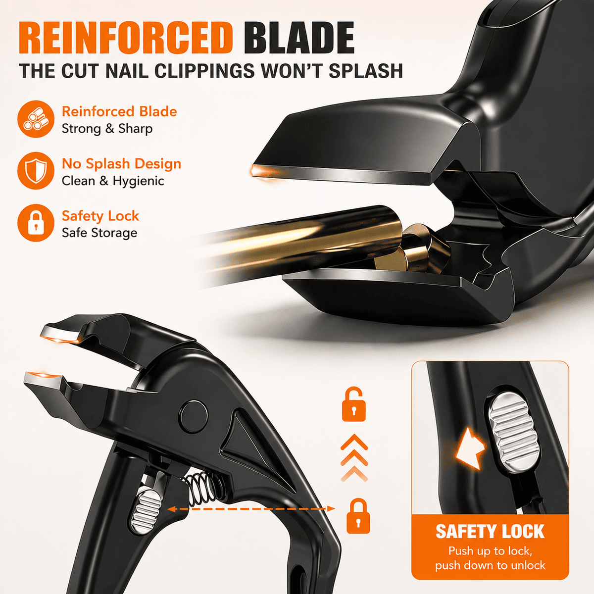 GFOUK® Strong Black Nail Clipper - Tackle Thick Nails For Seniors