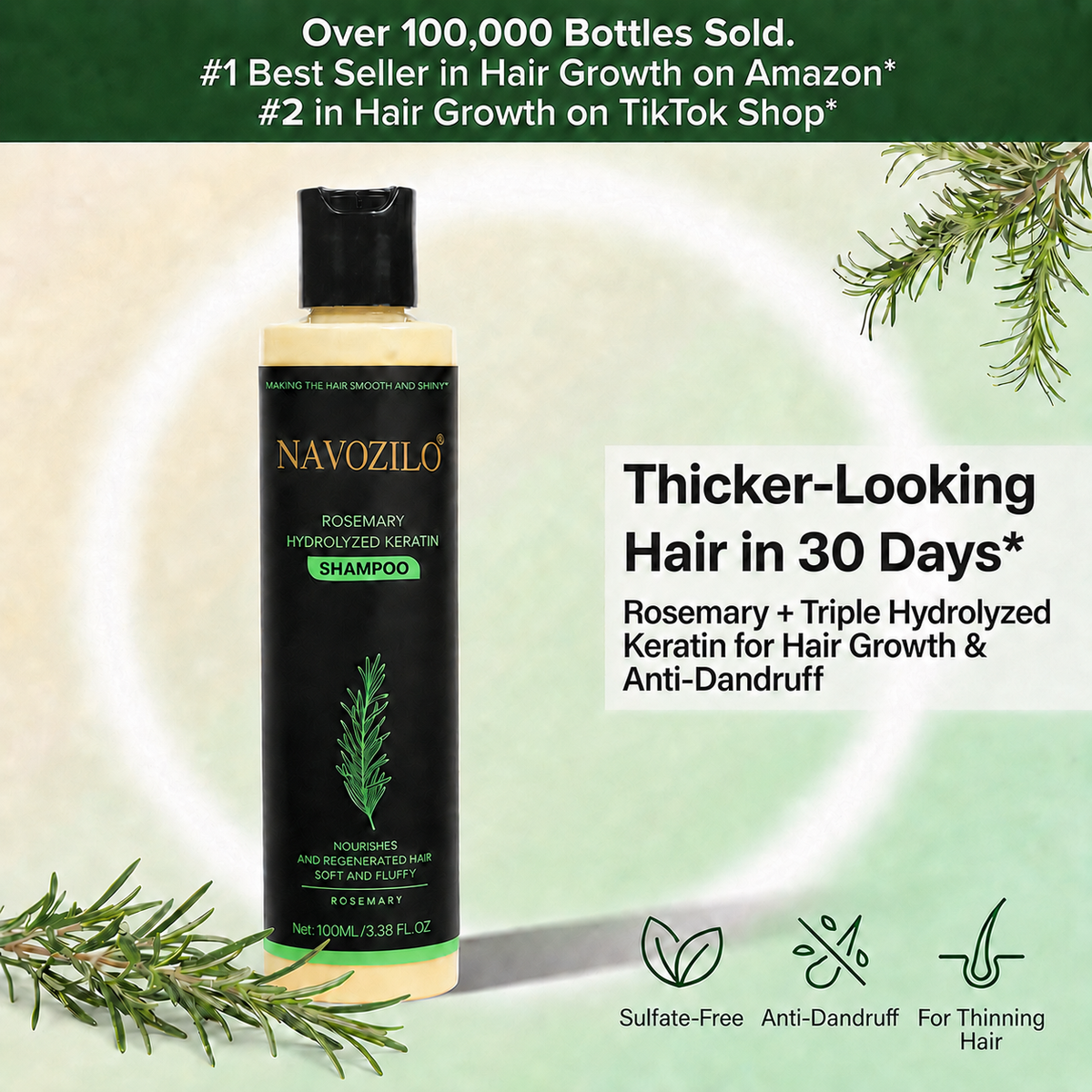 🏆🦦LAST DAY 50% OFF🏆 Official-Size Rosemary Keratin Scalp Shampoo| Full-size scalp care for thicker-looking, stronger-feeling hair.