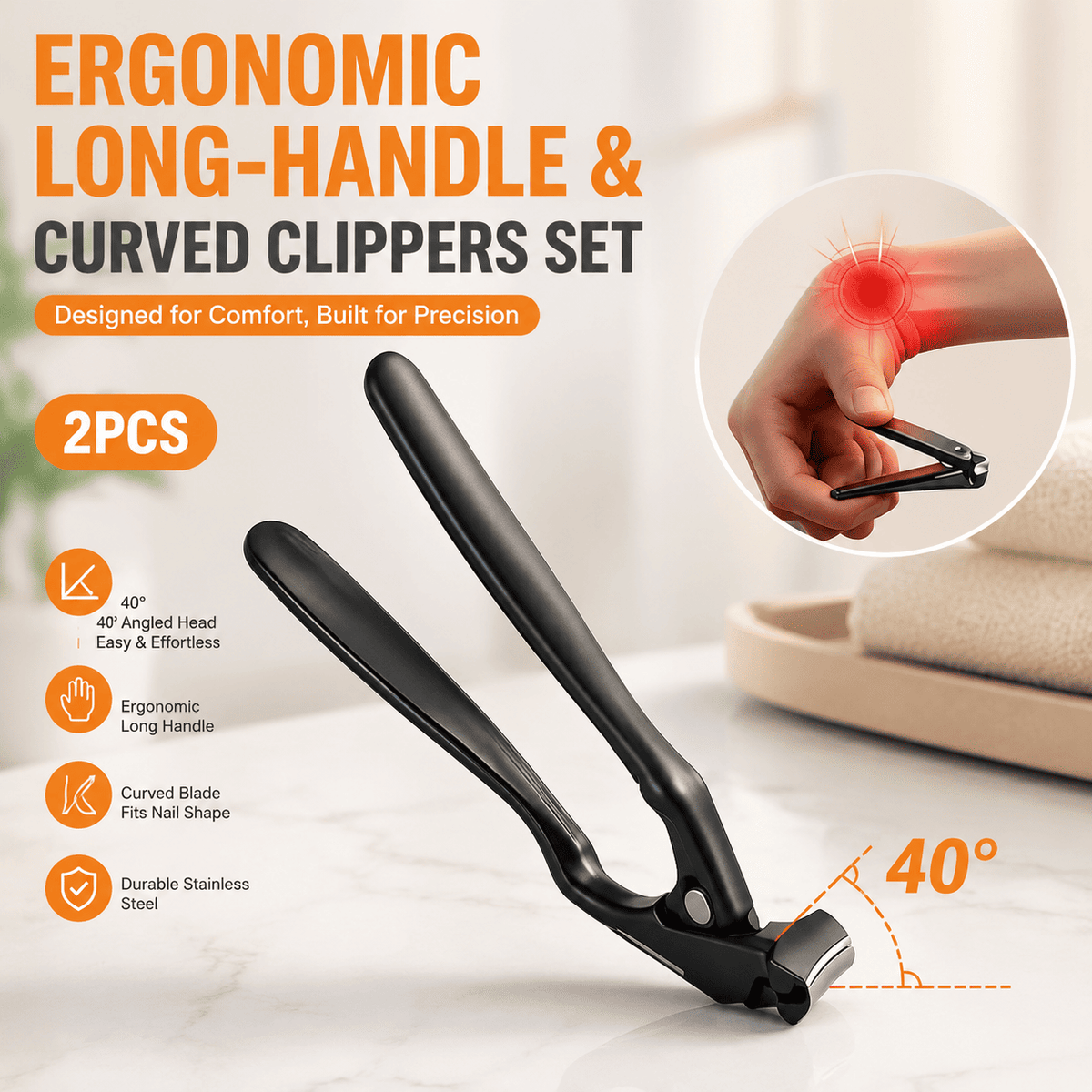 GFOUK® Strong Black Nail Clipper - Tackle Thick Nails For Seniors