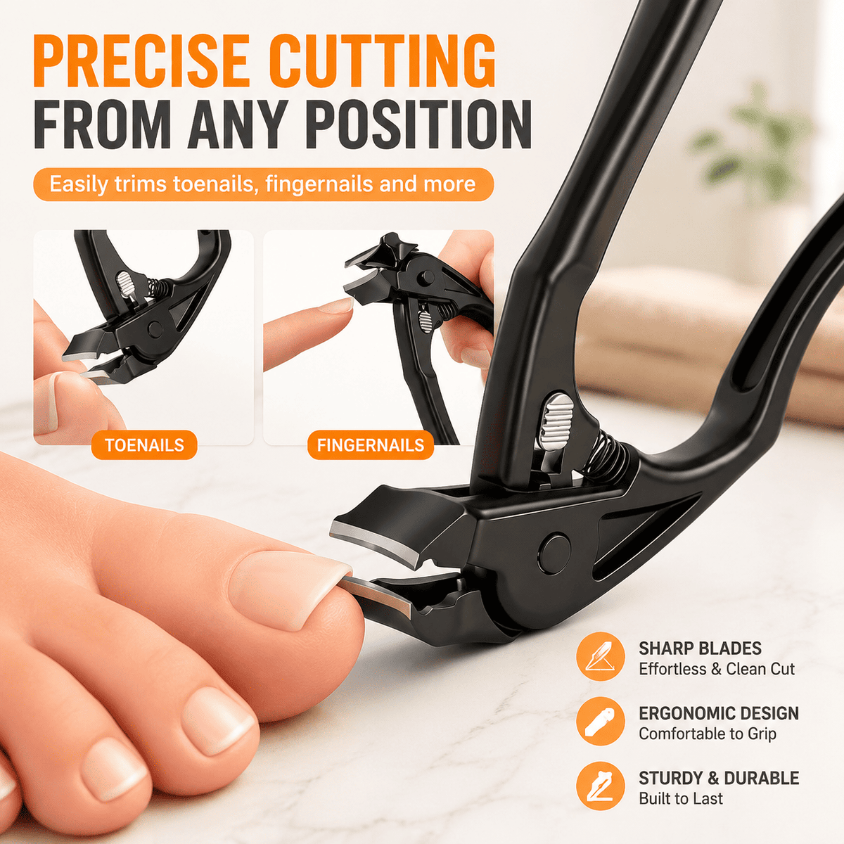 GFOUK® Strong Black Nail Clipper - Tackle Thick Nails For Seniors